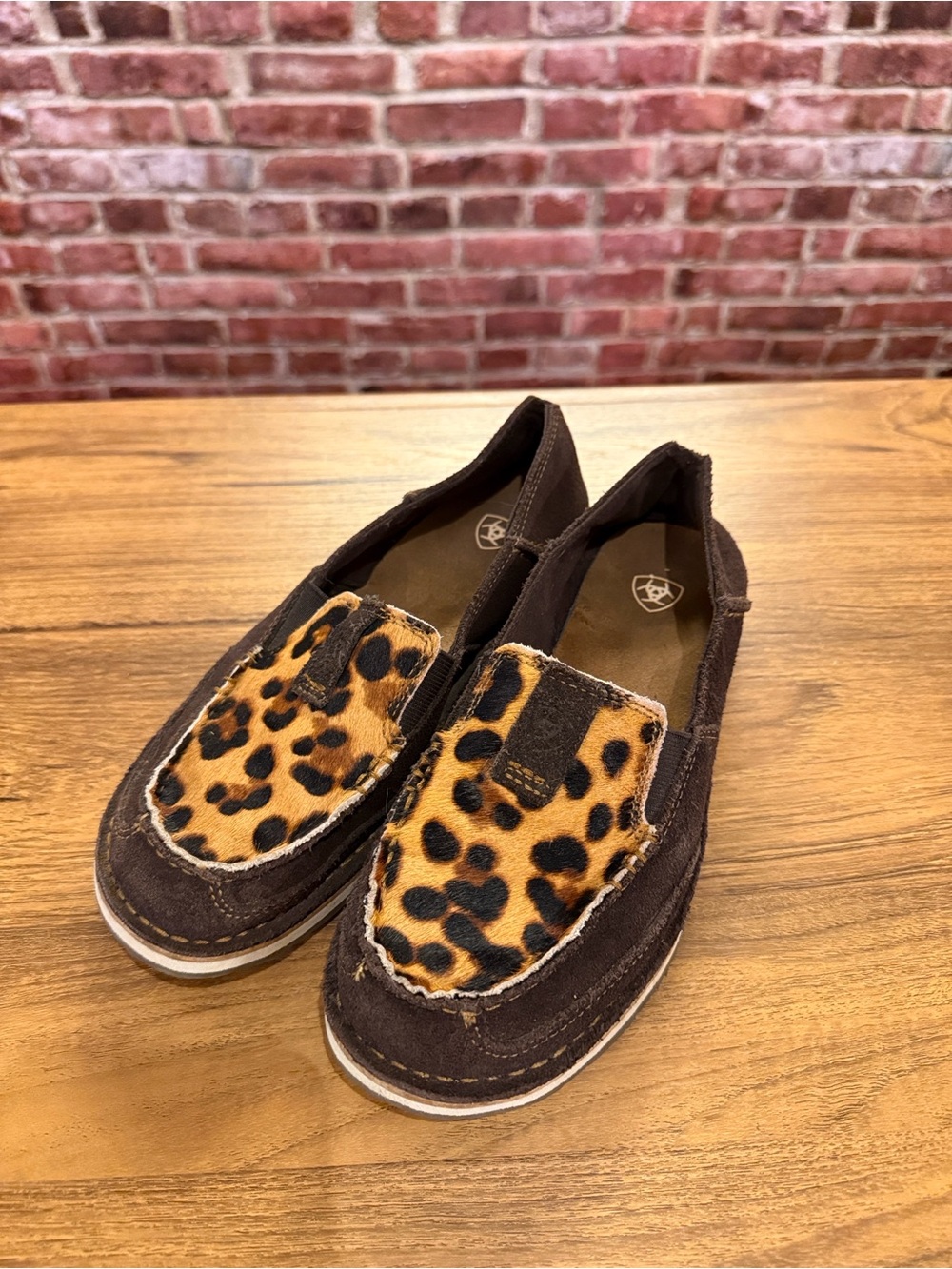 Ariat Brown Loafers with Leopard Print Vamp